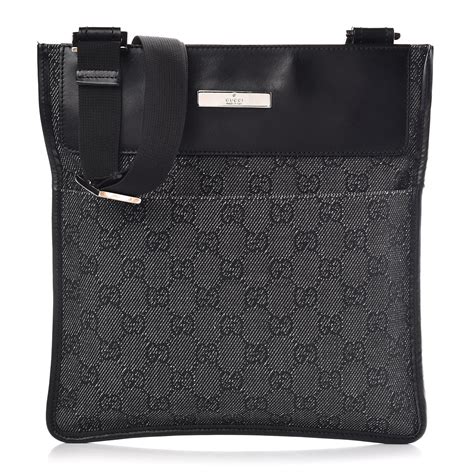 gucci black messenger bag women's|gucci black nylon messenger bag.